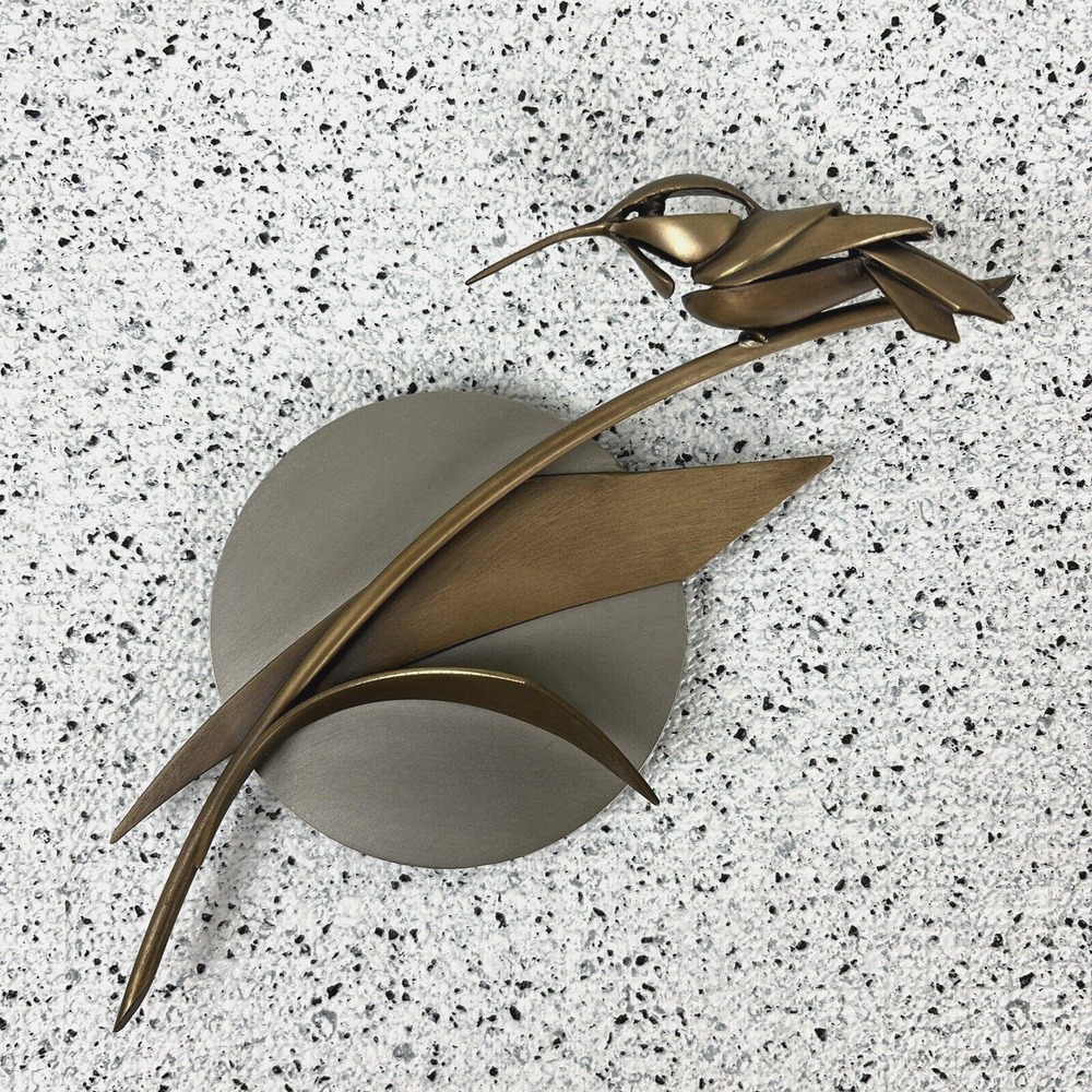 Don Rambadt Hummingbird Metal Sculpture Wall Art Bronze Stainless Steel 9"